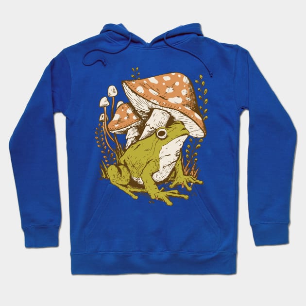 Cottagecore Aesthetic Mushrooms and Frog Hoodie by DRIPCRIME Y2K